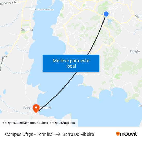 Campus Ufrgs - Terminal to Barra Do Ribeiro map