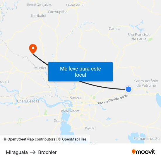 Miraguaia to Brochier map