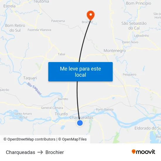 Charqueadas to Brochier map