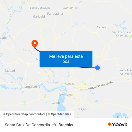 Santa Cruz Da Concordia to Brochier map