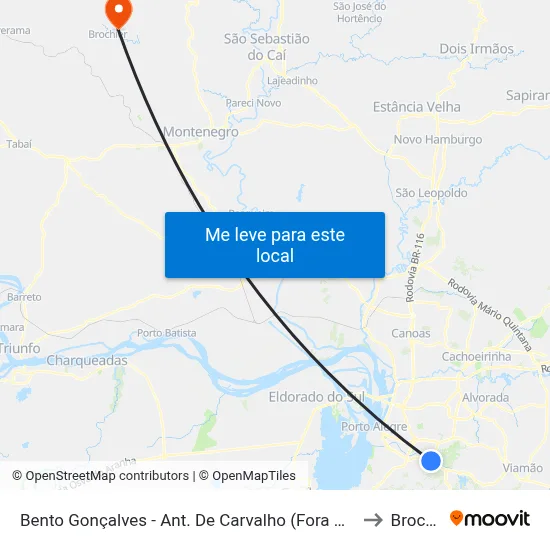 Bento Gonçalves - Ant. De Carvalho (Fora Do Corredor) to Brochier map