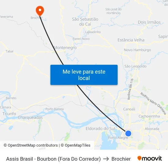 Assis Brasil - Bourbon (Fora Do Corredor) to Brochier map