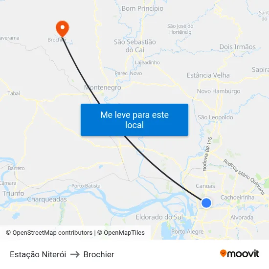 Estação Niterói to Brochier map