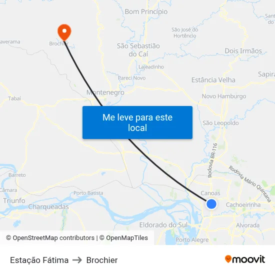 Estação Fátima to Brochier map