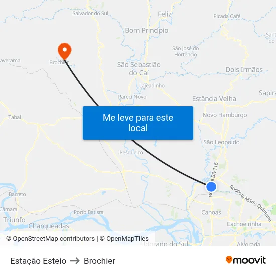 Estação Esteio to Brochier map