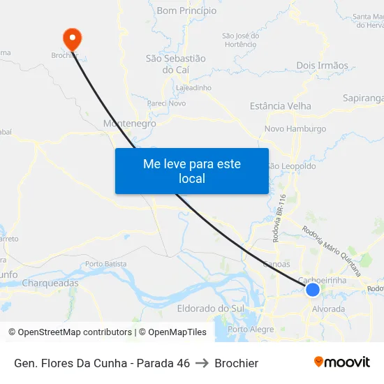 Gen. Flores Da Cunha - Parada 46 to Brochier map