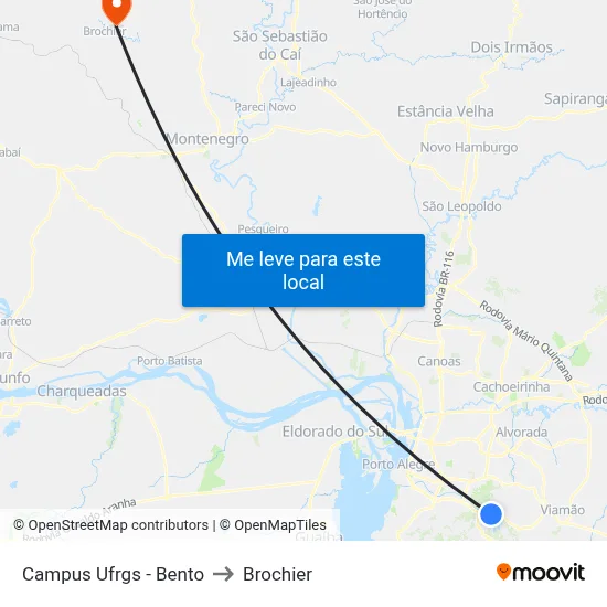 Campus Ufrgs - Bento to Brochier map