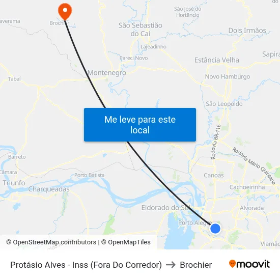 Protásio Alves - Inss (Fora Do Corredor) to Brochier map