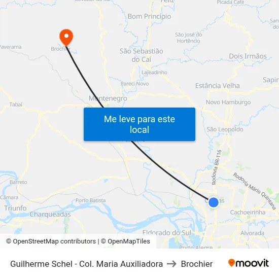 Guilherme Schel - Col. Maria Auxiliadora to Brochier map