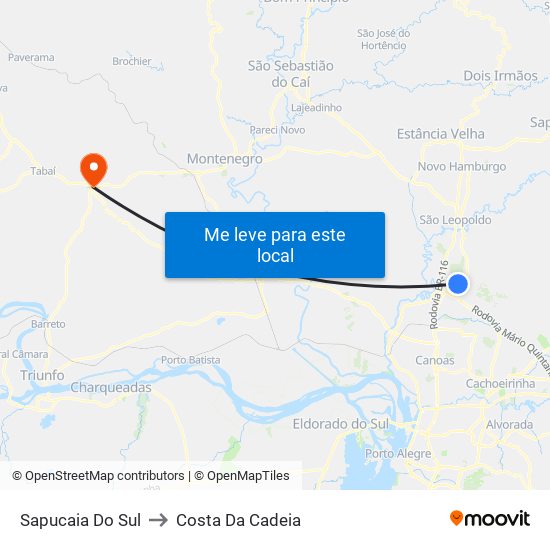 Sapucaia Do Sul to Costa Da Cadeia map