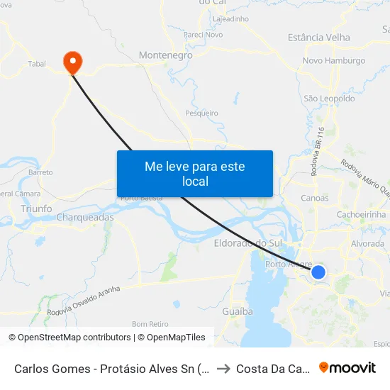 Carlos Gomes - Protásio Alves Sn (Piso 1) to Costa Da Cadeia map