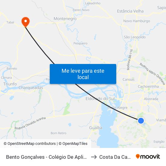 Bento Gonçalves - Colégio De Aplicação to Costa Da Cadeia map