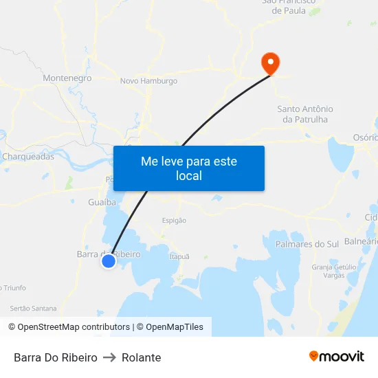 Barra Do Ribeiro to Rolante map