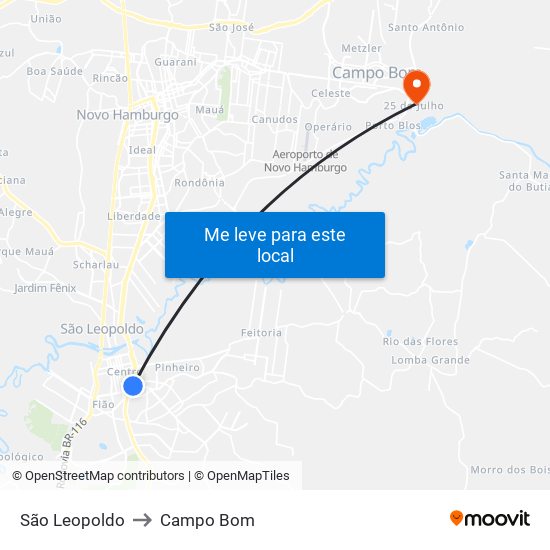 São Leopoldo to Campo Bom map