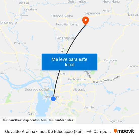 Osvaldo Aranha - Inst. De Educação (Fora Do Corredor) to Campo Bom map