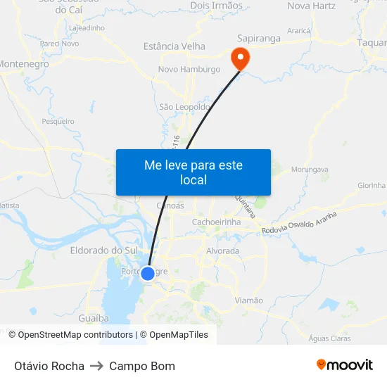 Otávio Rocha to Campo Bom map
