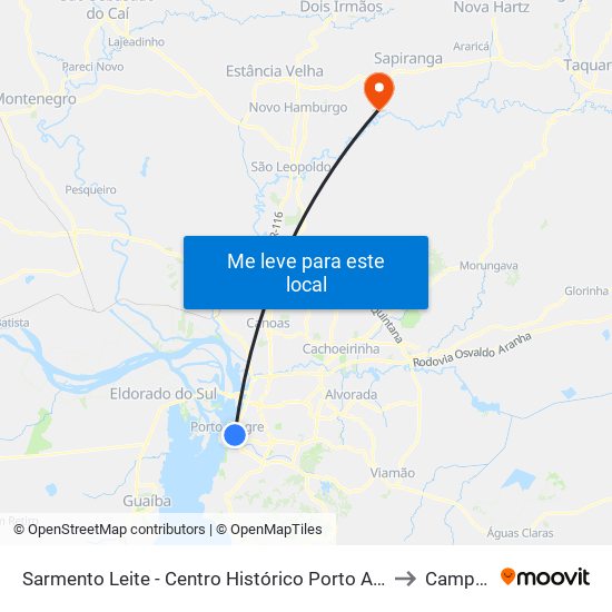 Sarmento Leite - Centro Histórico Porto Alegre - Rs 90050-200 Brasil to Campo Bom map