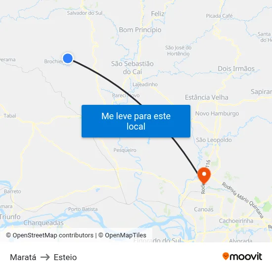 Maratá to Esteio map
