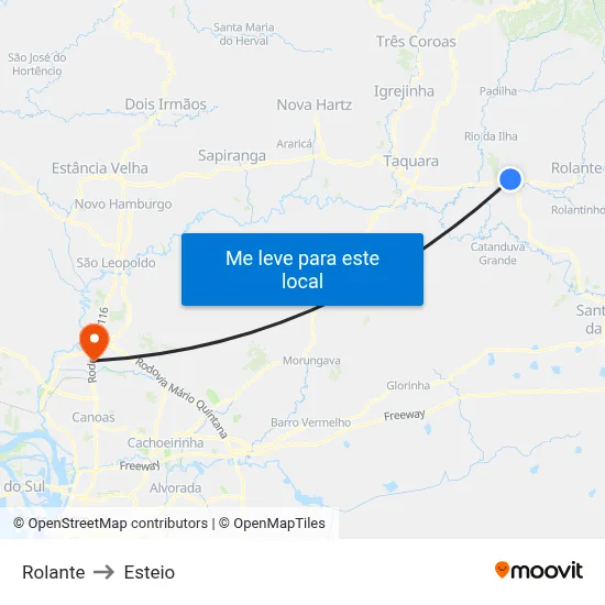 Rolante to Esteio map