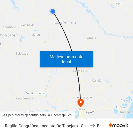 Região Geográfica Imediata De Tapejara - Sananduva to Esteio map