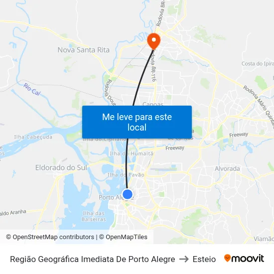Região Geográfica Imediata De Porto Alegre to Esteio map