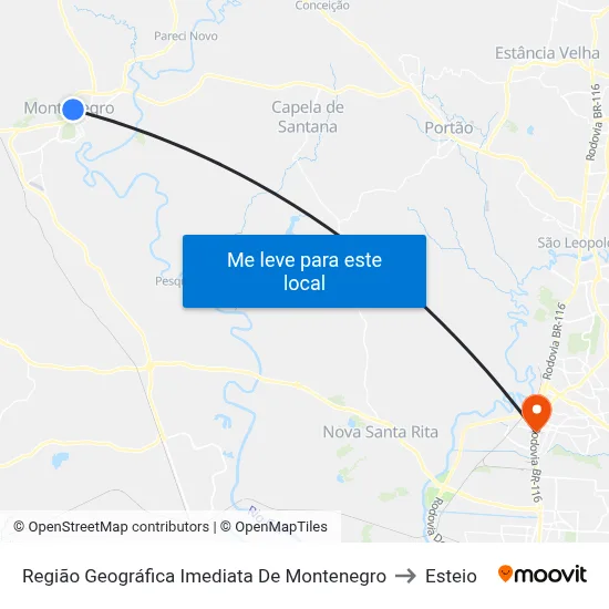 Região Geográfica Imediata De Montenegro to Esteio map