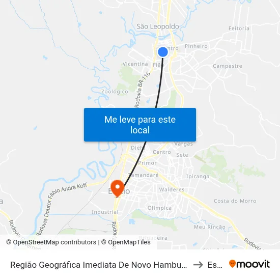 Região Geográfica Imediata De Novo Hamburgo - São Leopoldo to Esteio map