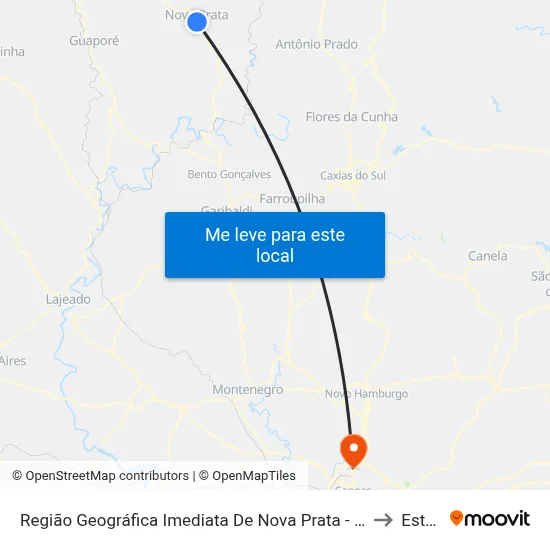 Região Geográfica Imediata De Nova Prata - Guaporé to Esteio map