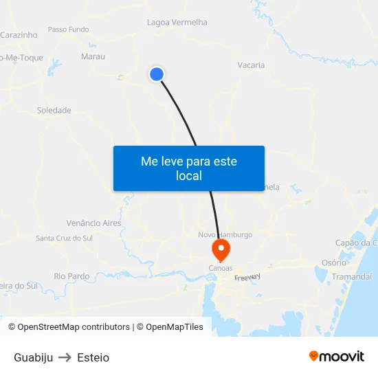 Guabiju to Esteio map