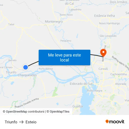 Triunfo to Esteio map