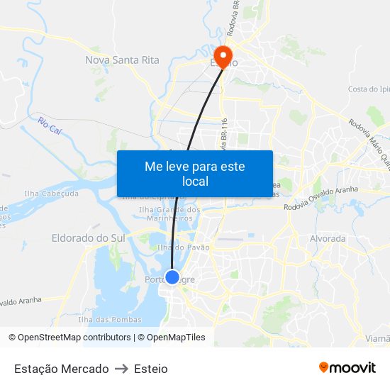 Estação Mercado to Esteio map