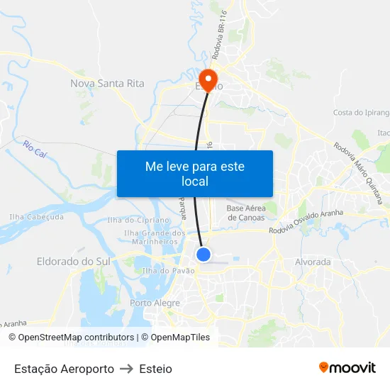 Estação Aeroporto to Esteio map