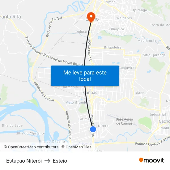 Estação Niterói to Esteio map