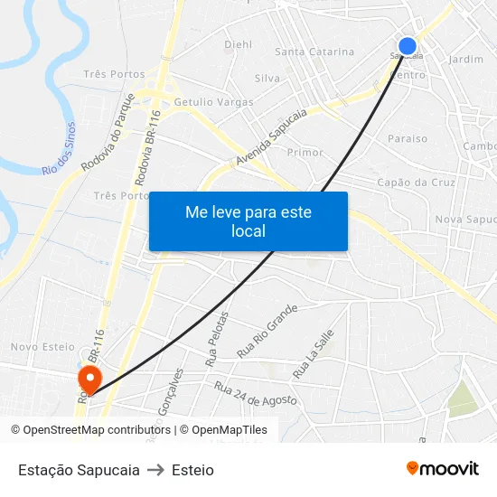 Estação Sapucaia to Esteio map