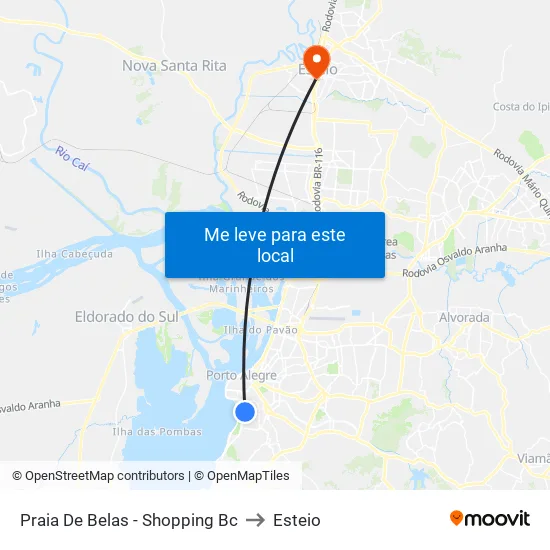 Praia De Belas - Shopping Bc to Esteio map