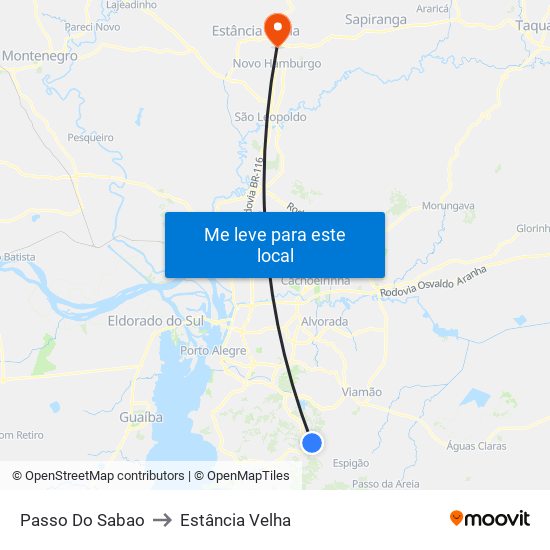 Passo Do Sabao to Estância Velha map