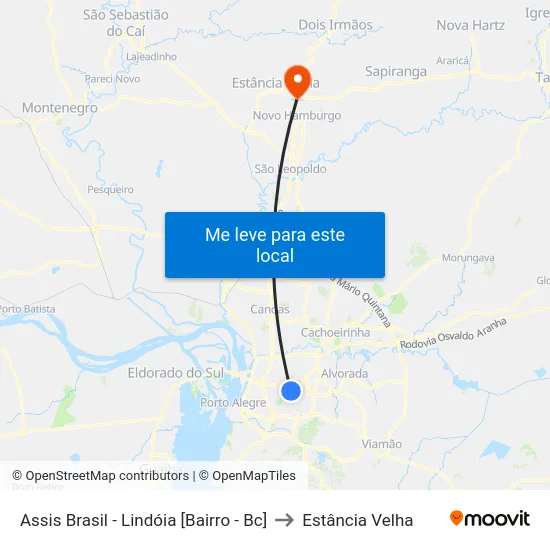 Assis Brasil - Lindóia [Bairro - Bc] to Estância Velha map
