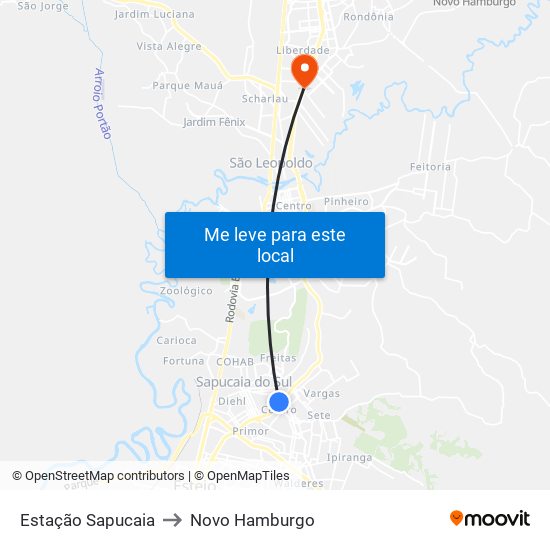 Estação Sapucaia to Novo Hamburgo map