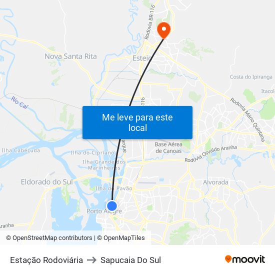 Estação Rodoviária to Sapucaia Do Sul map