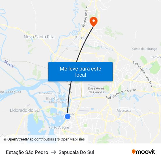 Estação São Pedro to Sapucaia Do Sul map