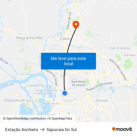 Estação Anchieta to Sapucaia Do Sul map