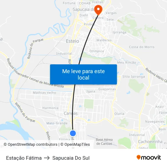 Estação Fátima to Sapucaia Do Sul map