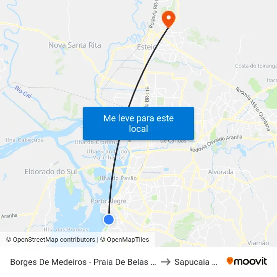 Borges De Medeiros - Praia De Belas Shopping Cb to Sapucaia Do Sul map