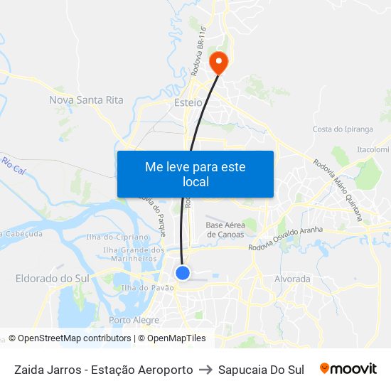 Zaida Jarros - Estação Aeroporto to Sapucaia Do Sul map