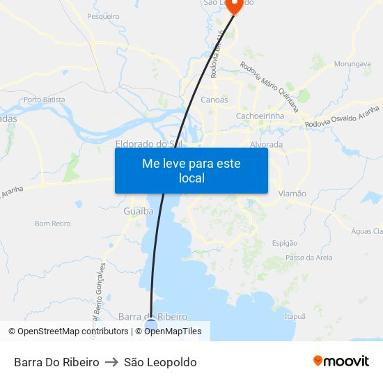 Barra Do Ribeiro to São Leopoldo map