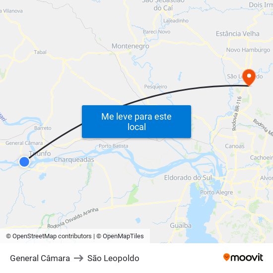 General Câmara to São Leopoldo map