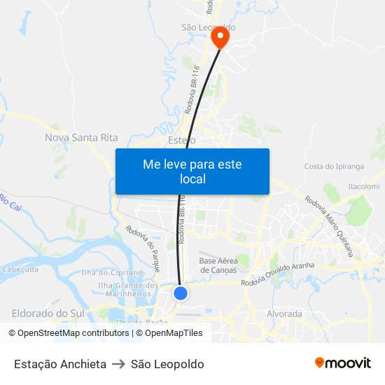 Estação Anchieta to São Leopoldo map