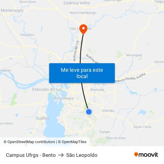Campus Ufrgs - Bento to São Leopoldo map