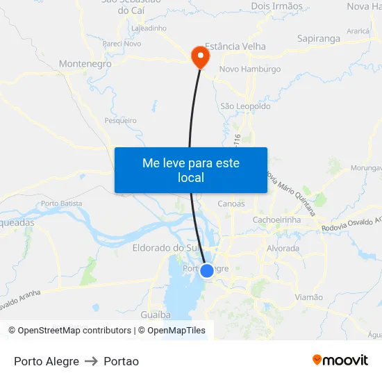 Porto Alegre to Portao map