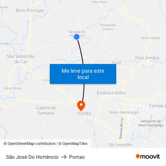 São José Do Hortêncio to Portao map